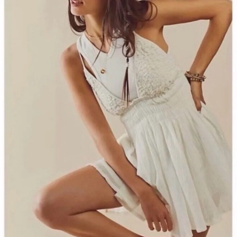 Free People Forever Favorite Mini Dress in Ivory, size small